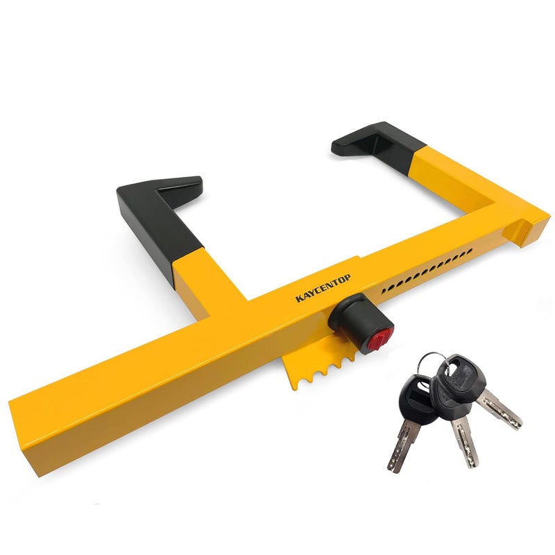 KAYCENTOP Wheel Lock Clamp Security Tire Lock Anti Theft for Max 15.5 inch Tire Width Universal Car Wheel Lock for Trailers SUV Boats Motorcycles Golf Cart Yellow/Black - Image 1